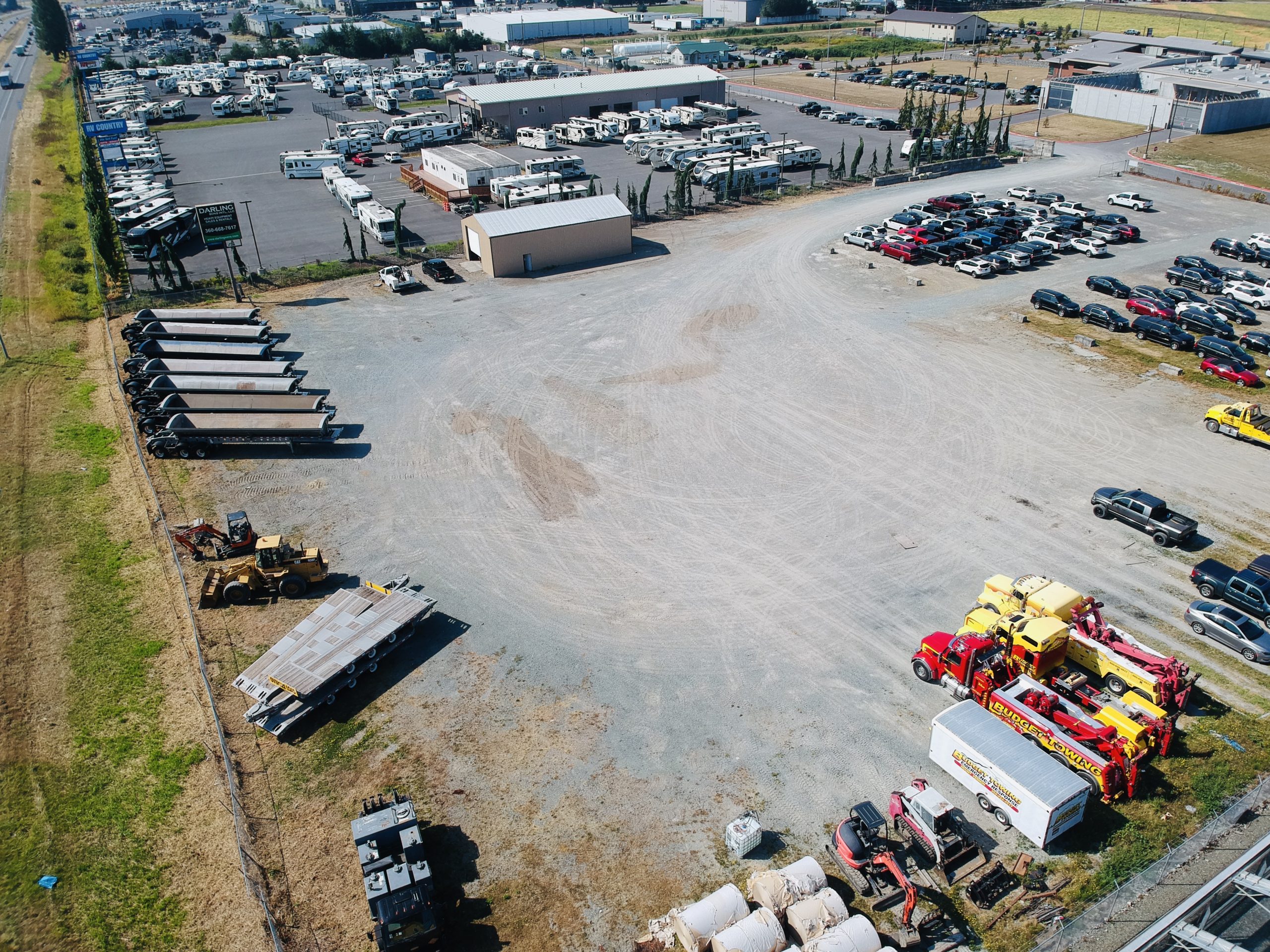 Aerial view across the Darling Sons equipment yard